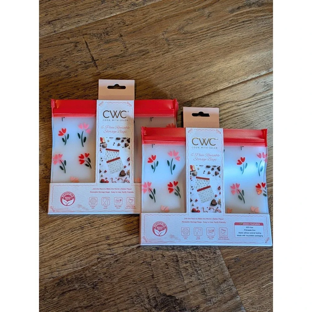 CWC 6 Piece Reusable Storage Bags, Lot Of 2, BPA Free, Food Safe, Flowers & Bows